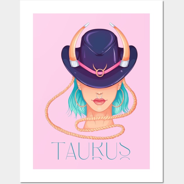 Taurus Zodiac Sign Beautiful Girl Wall Art by Violete Designs